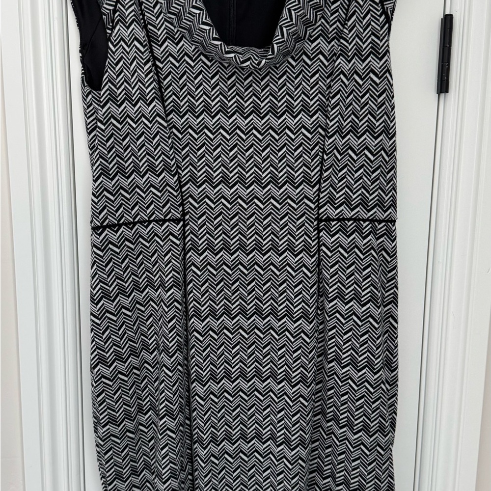 White House Black Market Zigzag Pattern Cowl Neck Dress